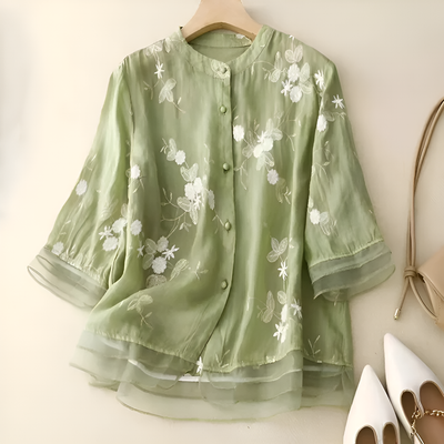 Maria – Embroidered Sheer Blouse