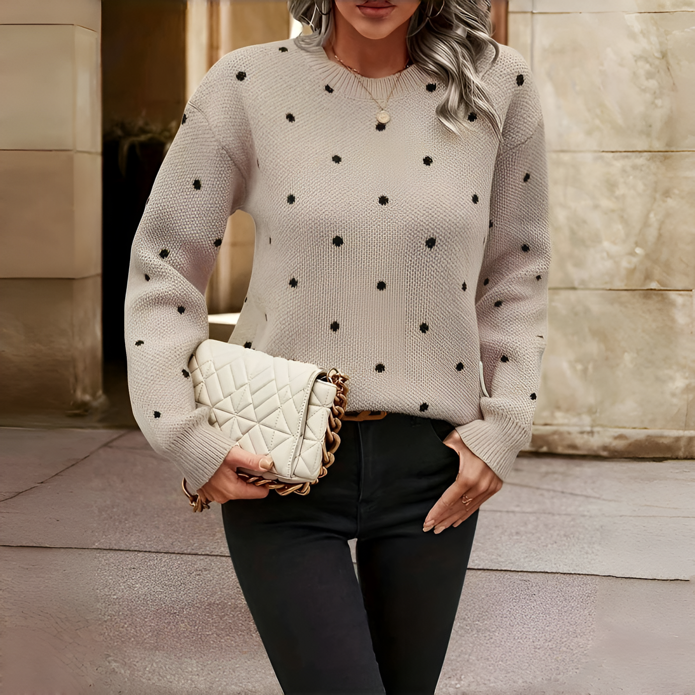 Bernice - Polka Dot Knitted Sweater