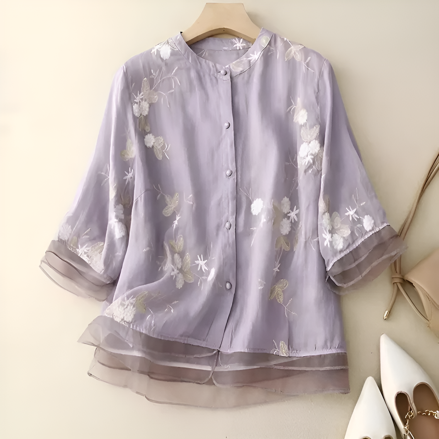 Maria – Embroidered Sheer Blouse