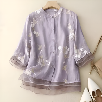 Maria – Embroidered Sheer Blouse