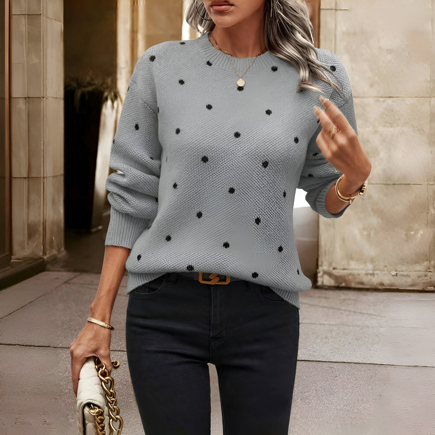 Bernice - Polka Dot Knitted Sweater