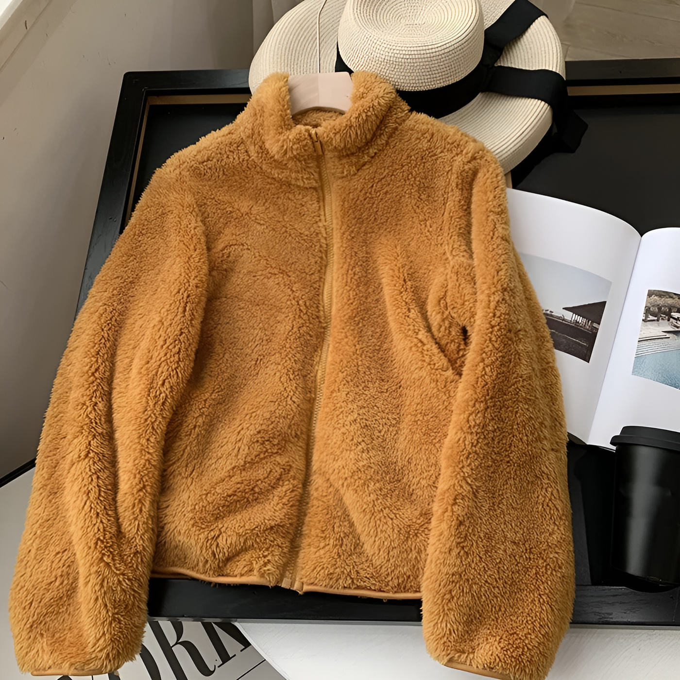 Scarlet - Cozy Teddy Coat with Zipper