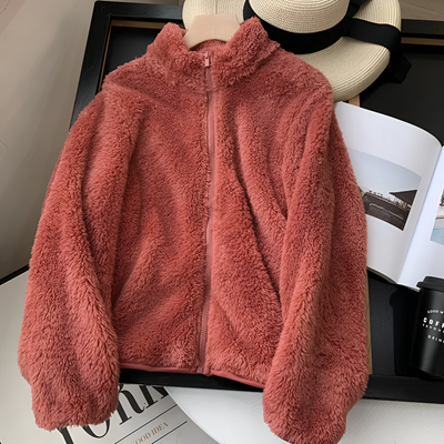 Scarlet - Cozy Teddy Coat with Zipper