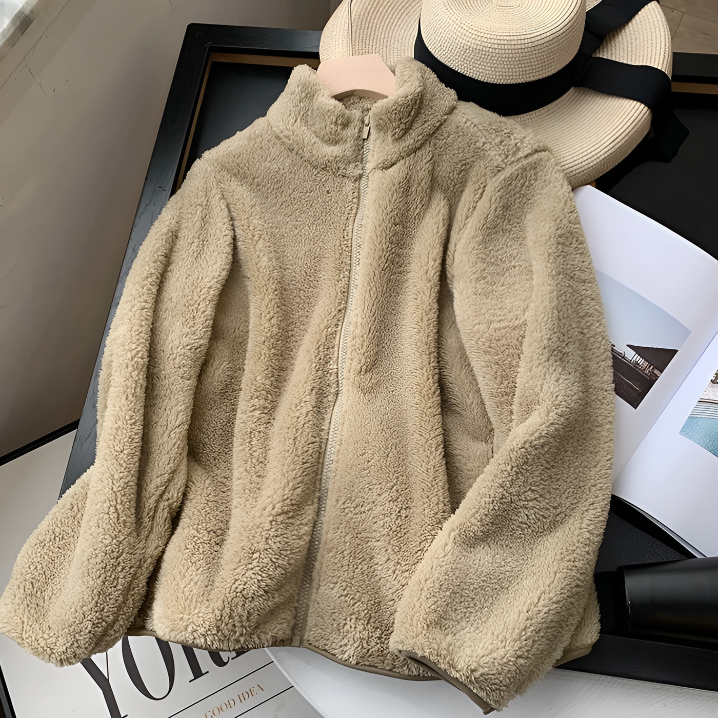 Scarlet - Cozy Teddy Coat with Zipper